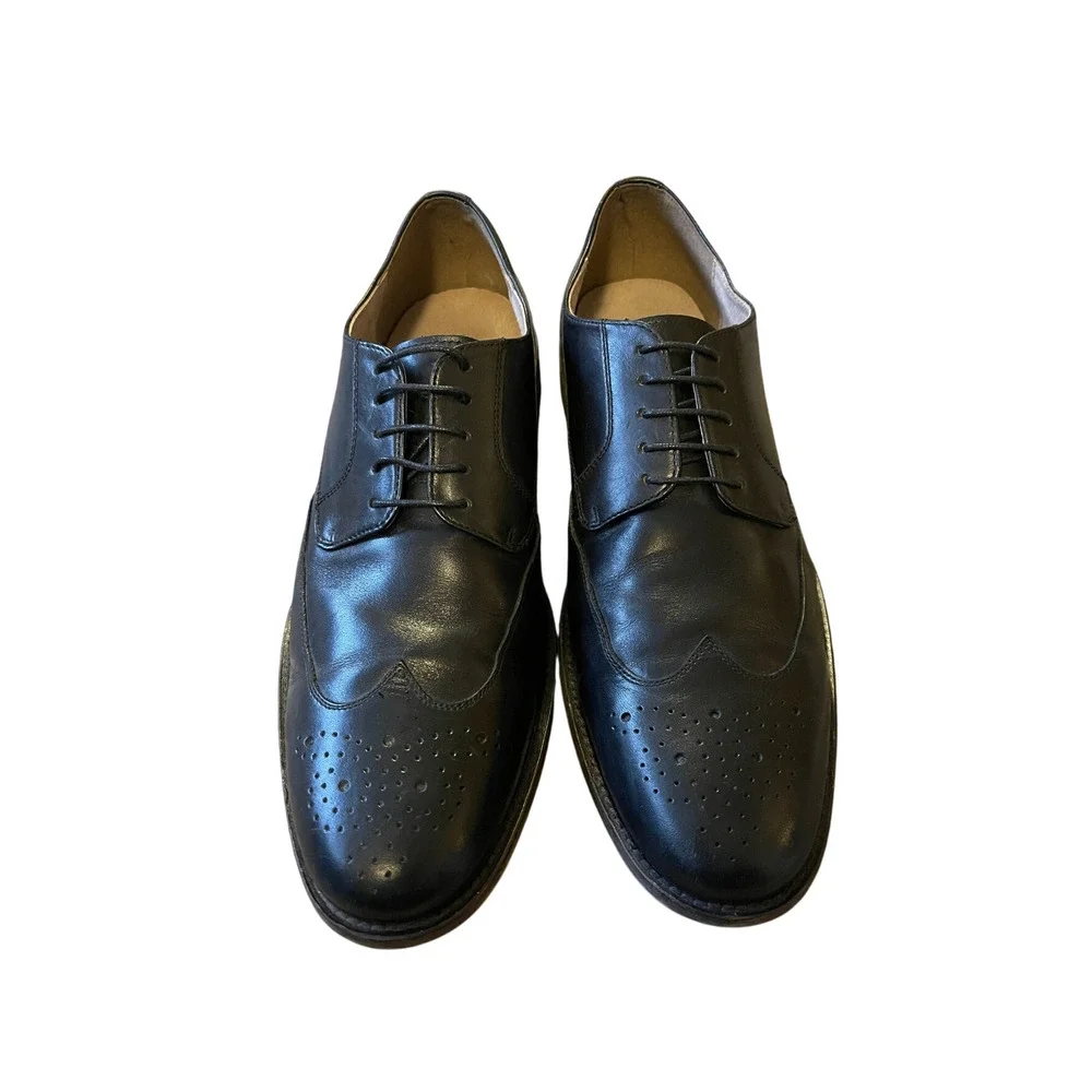 Banana Republic 11.5 Liam Wingtip Oxford Dress Shoes $168 LEATHER Lace Up Black